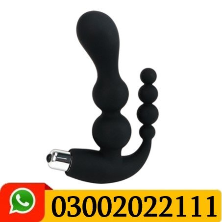 Anal Fantasy Ribbed Silicone Prostate Vibe With Anal Beads