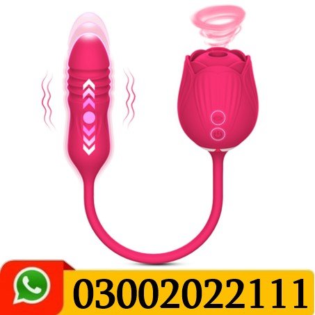 Rose Suction Toy With Thrusting Vibrating Dildo