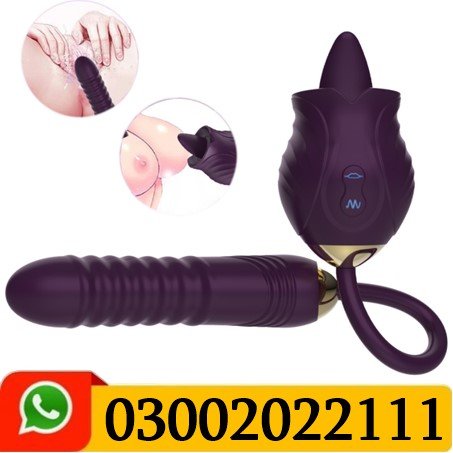 Rose Tongue Vibrator with Thrusting Dildo In Pakistan